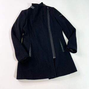 Calvin Klein Wool Jacket Womens Small Asymmetric Zip Insulated Black